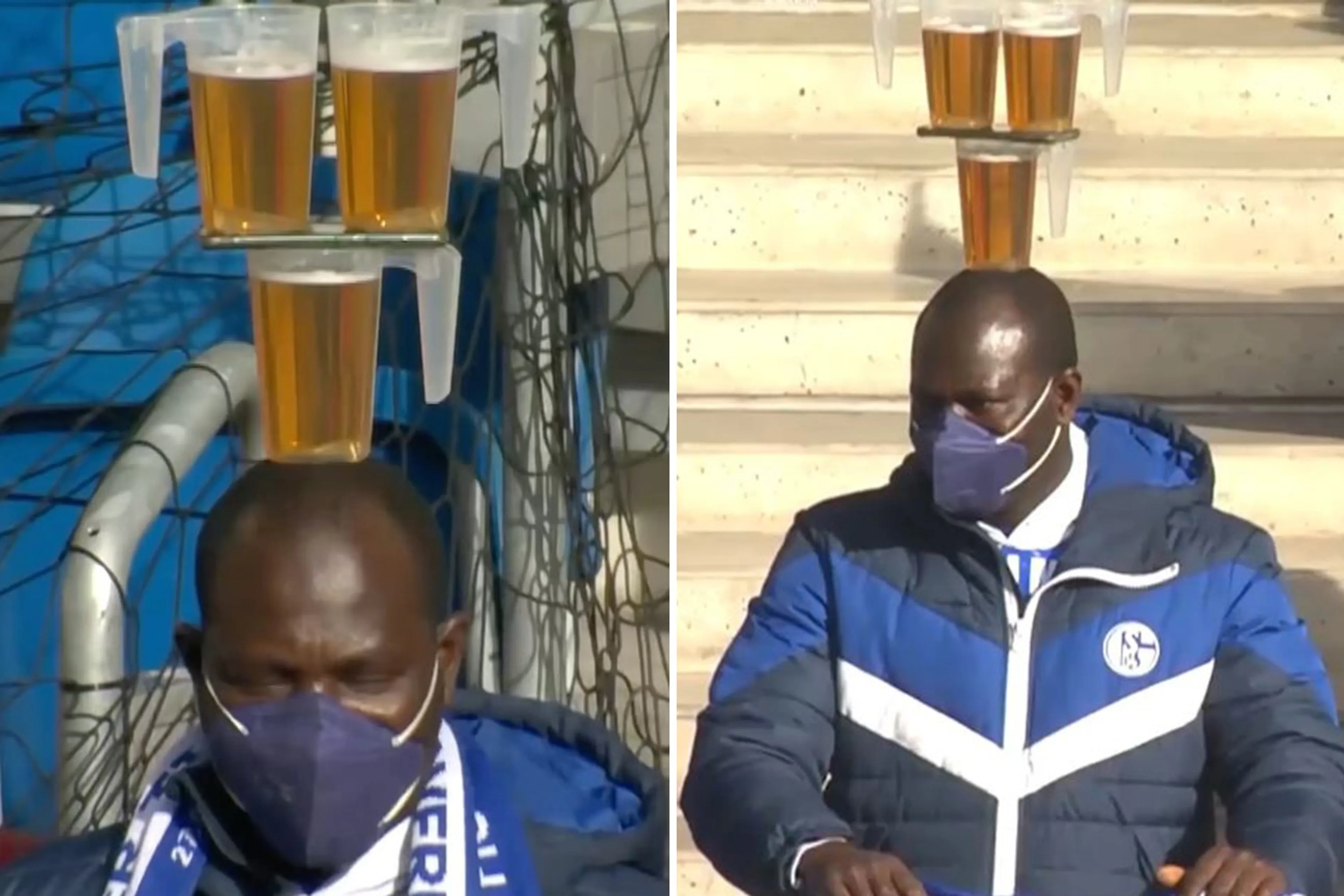 Schalke, tifoso riesce a bilanciare 3 pinte sulla testa e diventa un eroe sul web (FOTO)