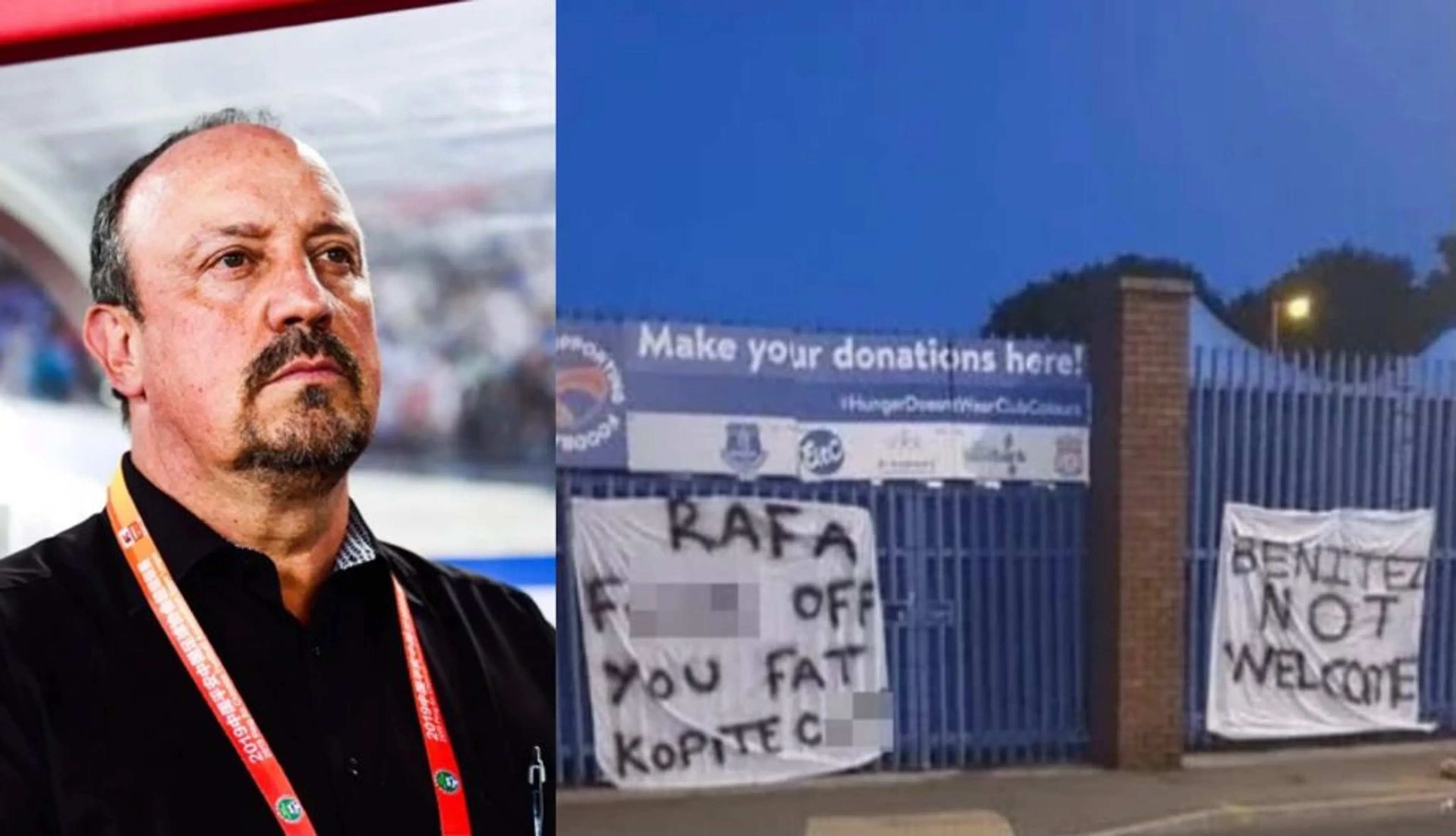 Copertina di Benitez all’Everton? I tifosi in rivolta: striscioni a Goodison Park