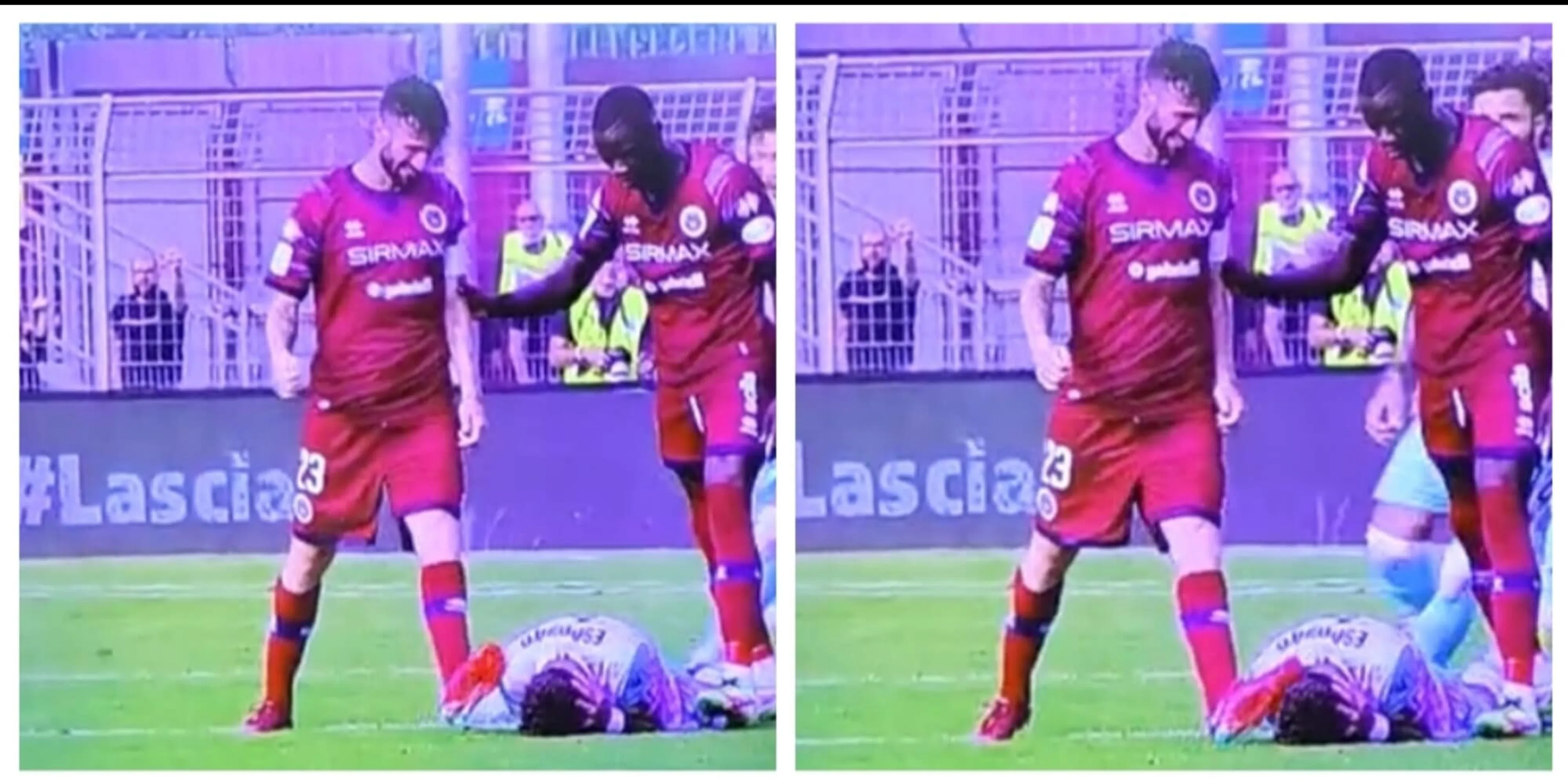 Copertina di Brutto episodio in Cittadella-Spal, Branca calpesta la testa dell’avversario: espulso