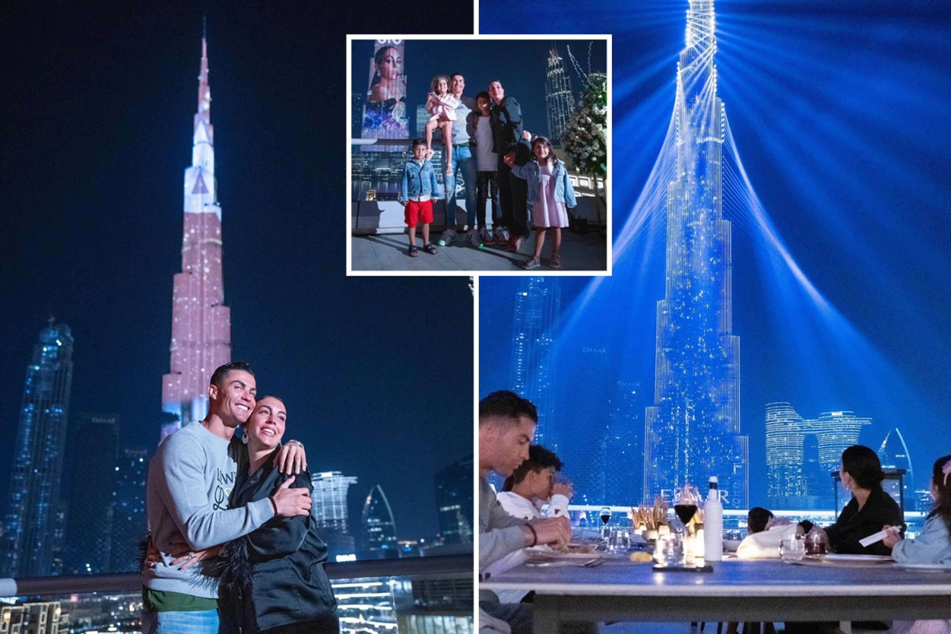 Copertina di Il modesto regalo di Ronaldo per il compleanno di Georgina: gli auguri compaiono sul grattacielo più alto del mondo (VIDEO)