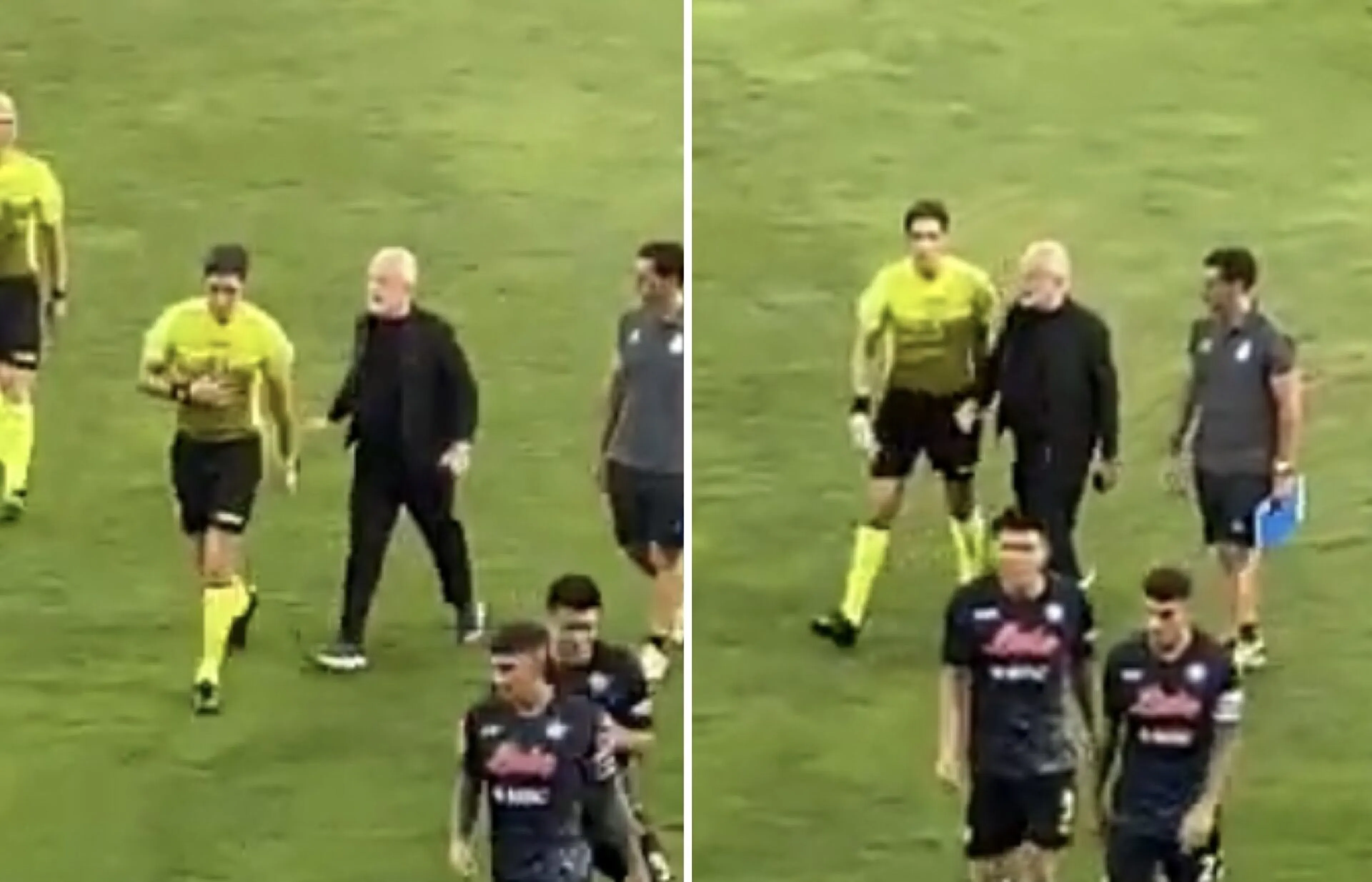 Copertina di Napoli-Espanyol, troppi interventi duri: De Laurentiis in campo per protestare con l’arbitro