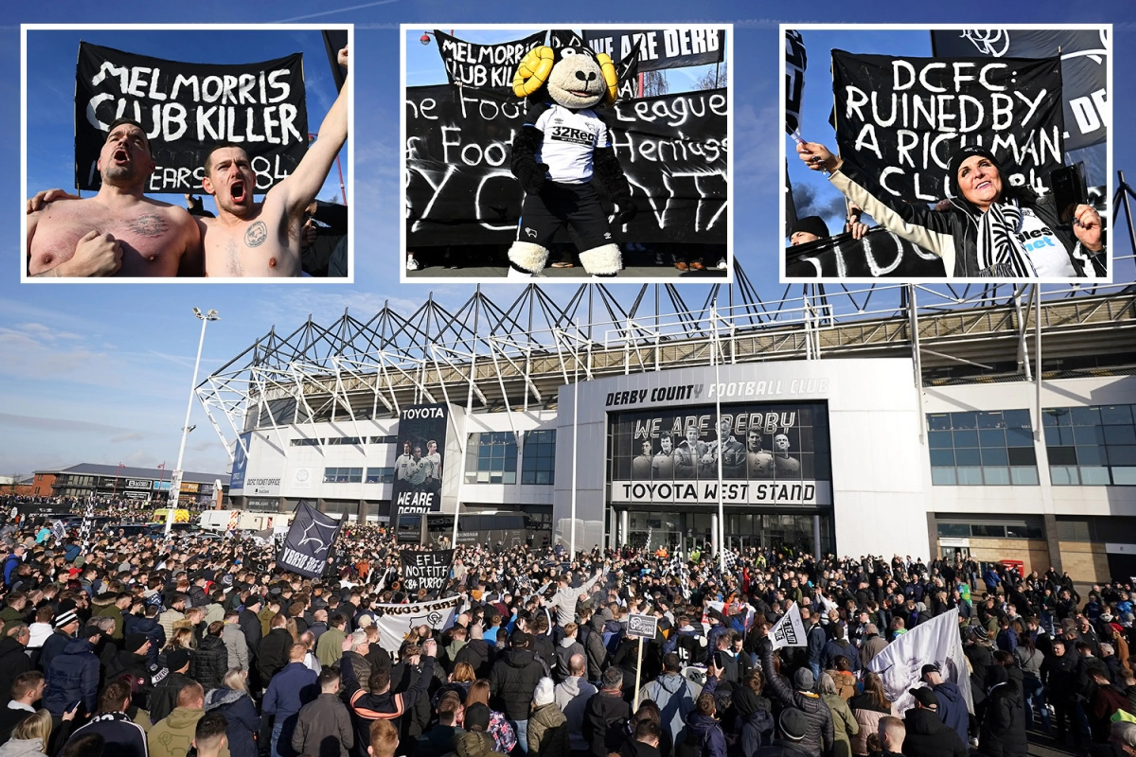 Copertina di Il Derby County rischia di sparire: migliaia di tifosi in marcia prima della sfida con il Birmingham