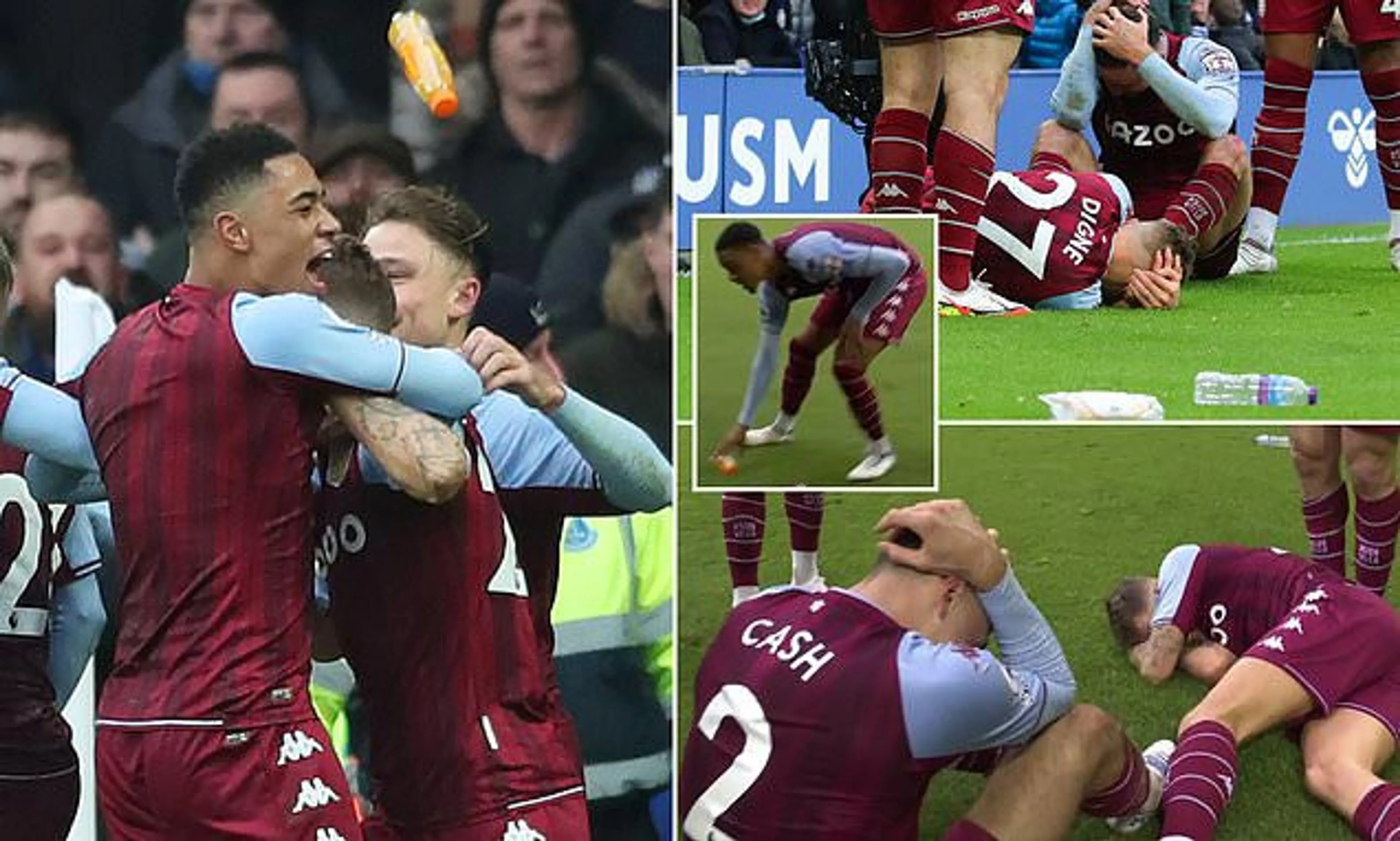 Copertina di Everton-Aston Villa, Digne e Cash colpiti da oggetti lanciati dagli spalti: tifoso arrestato