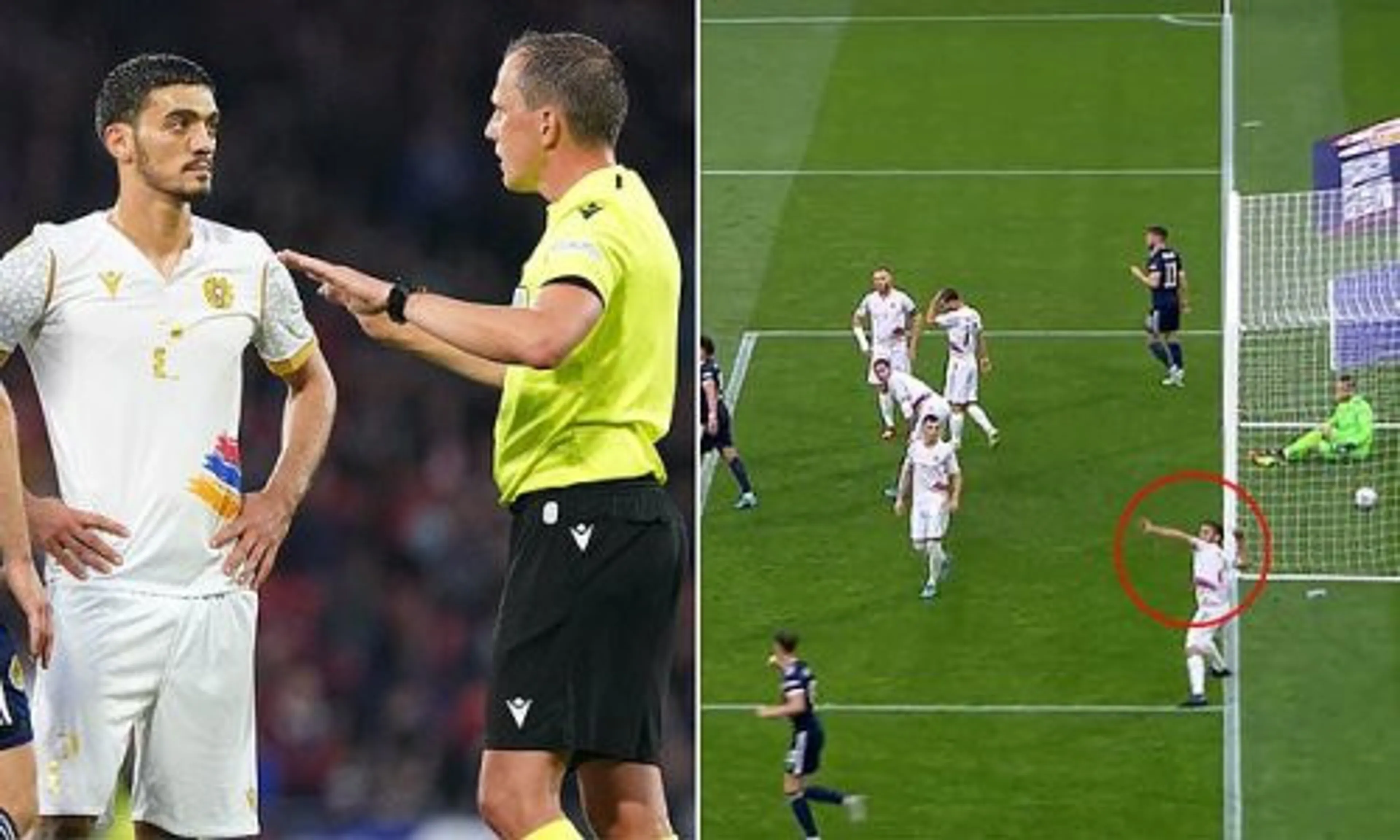 Copertina di Scozia-Armenia, giocatore furioso per un fuorigioco non segnalato: lancia bottiglia al guardalinee