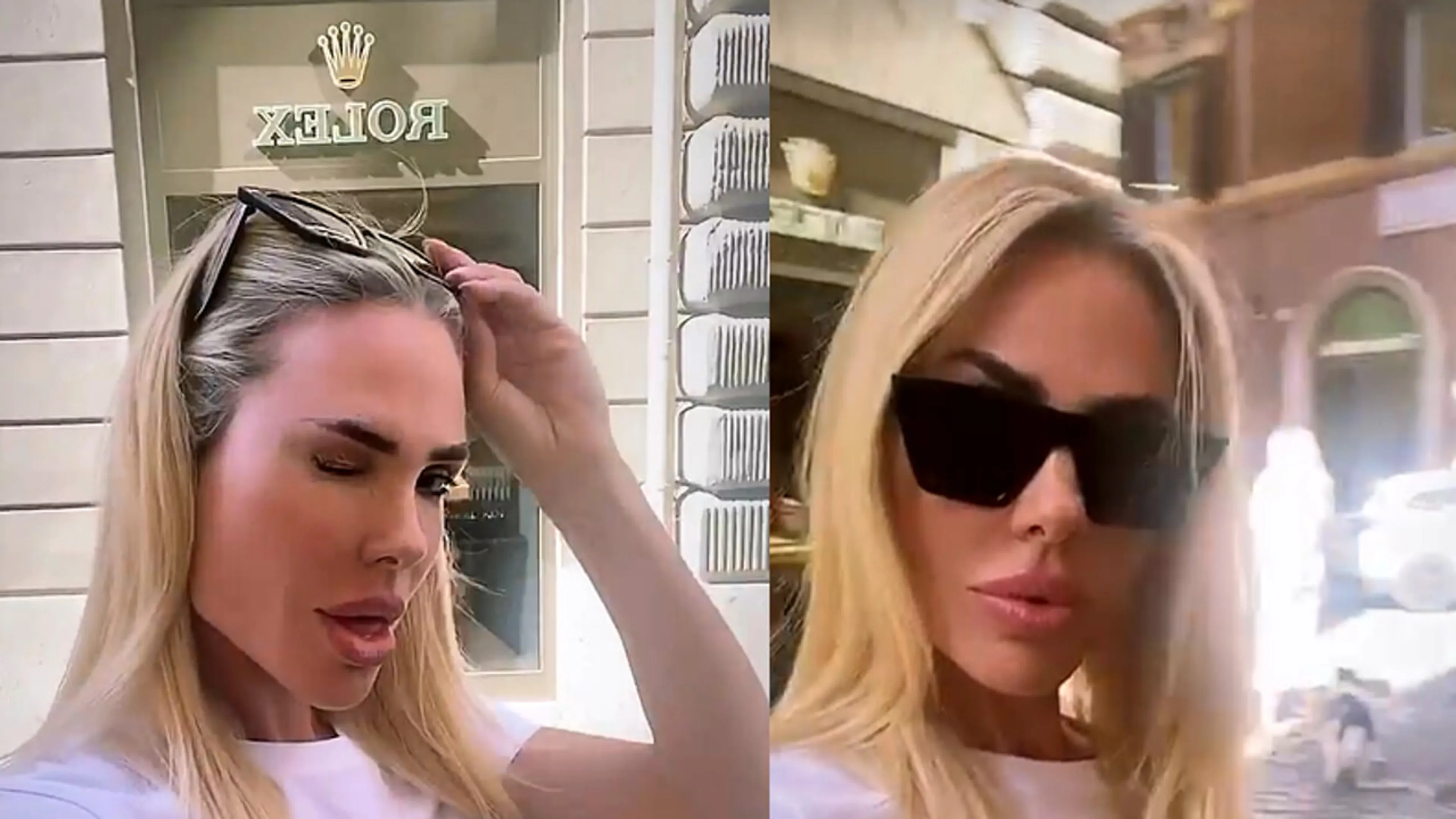 Copertina di La provocazione di Ilary Blasi a Totti: video e tag davanti al negozio di Rolex