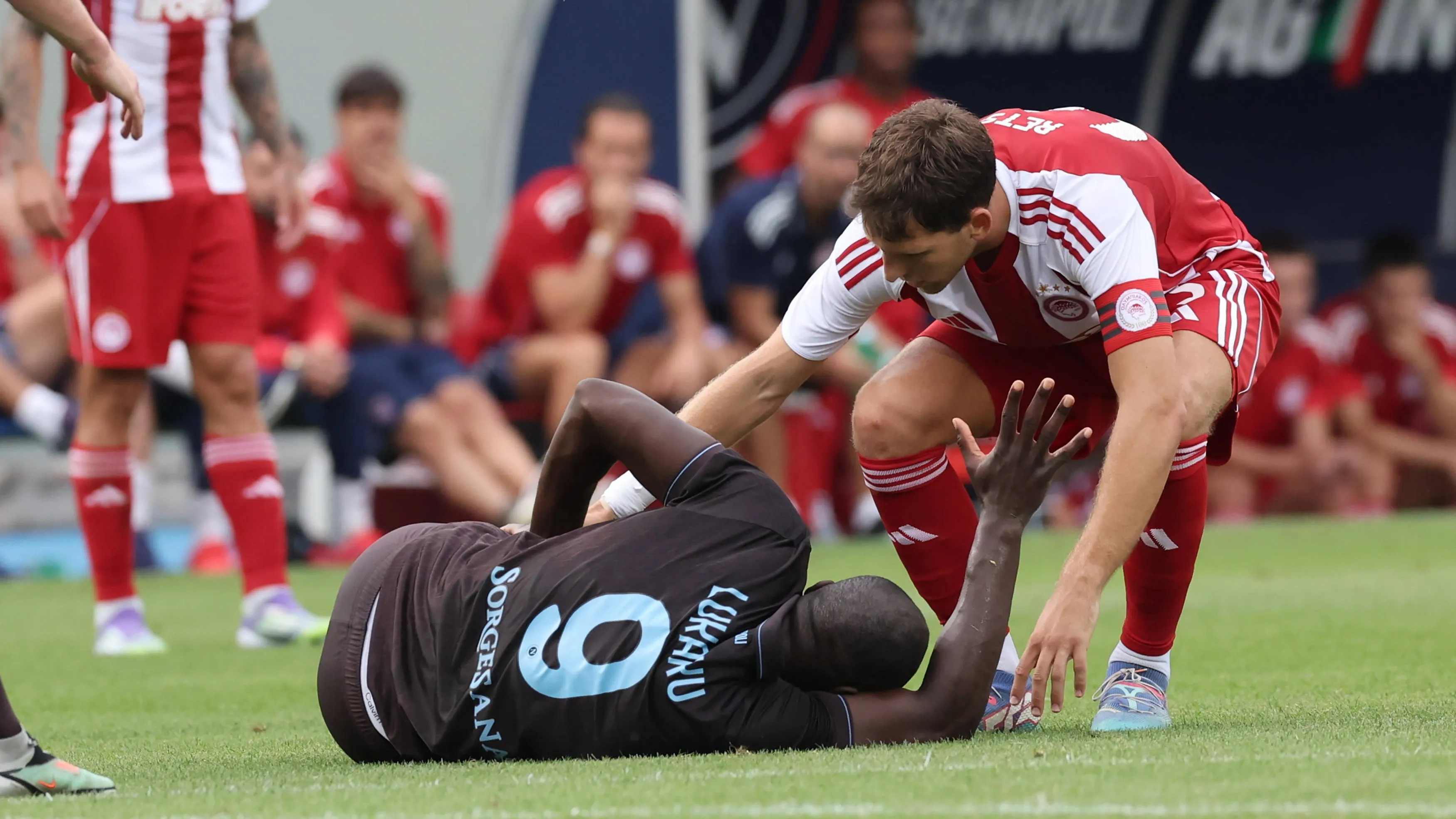 L'infortunio di Lukaku contro l'Olympiakos