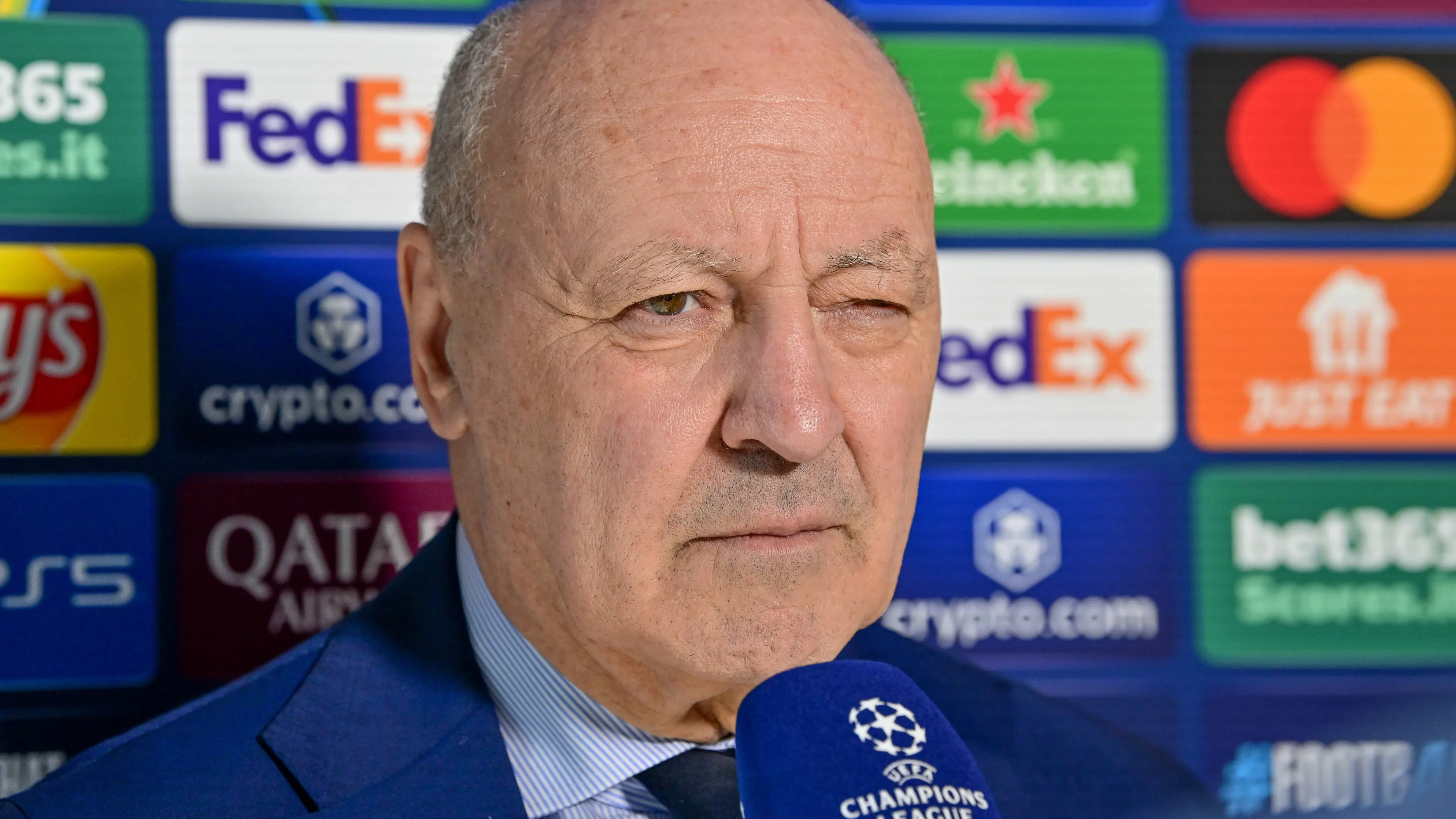 Copertina di Inter Media Day ahead of 2025 UEFA Champions League final Milano Italy 26th May 2025 Chairman and CEO Giuseppe Marotta of Inter seen during an interview at the BPER Training Centre in Appiano Gentile The Inter Open Media Day is part of the preparation for the 2025 UEFA Champions League final in Munich Italy Milano Copyright xGonzalesxPhoto TommasoxFimianox