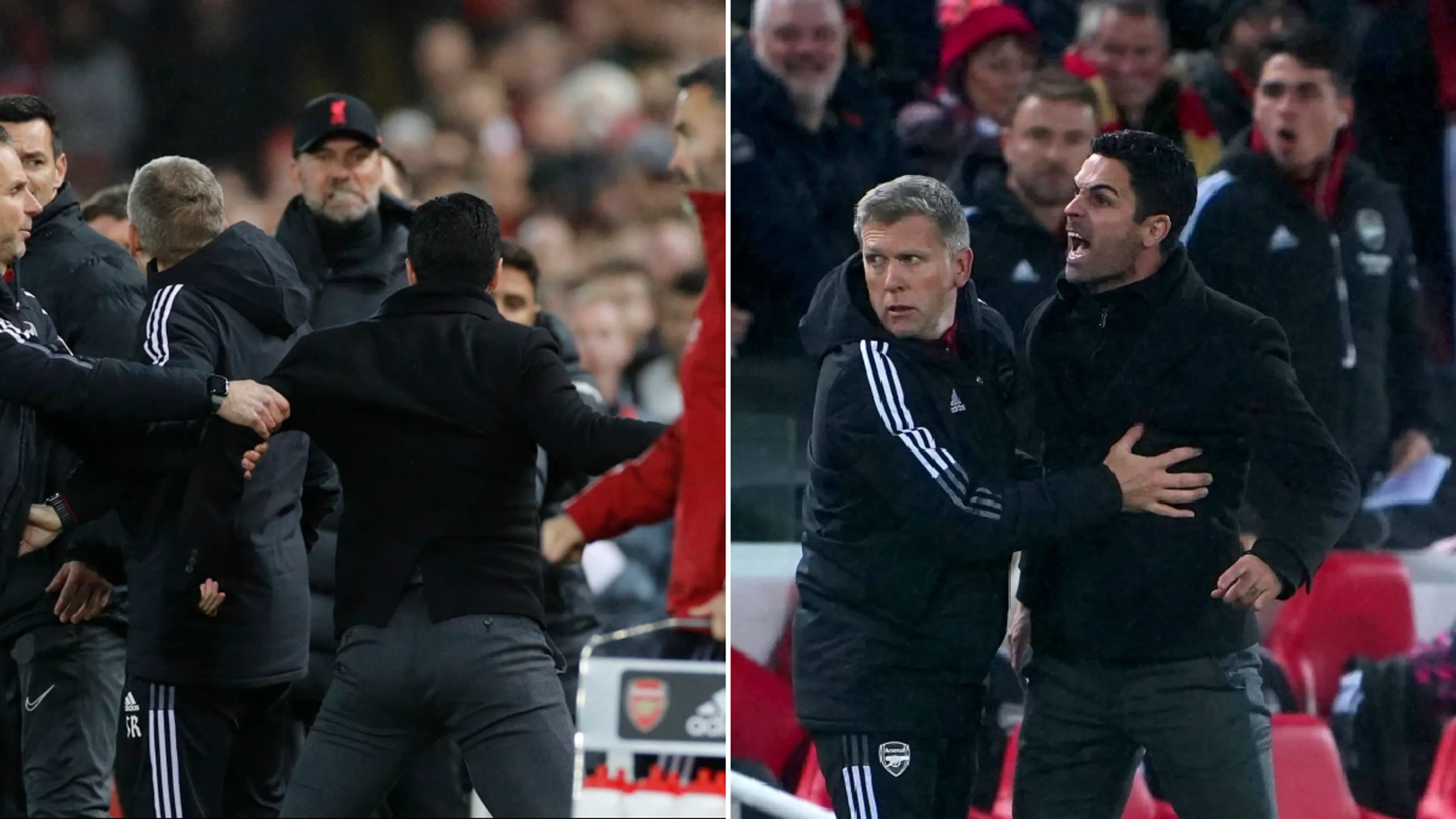 Copertina di Liverpool-Arsenal, Klopp e Arteta quasi alle mani divisi dai membri dello staff (VIDEO)