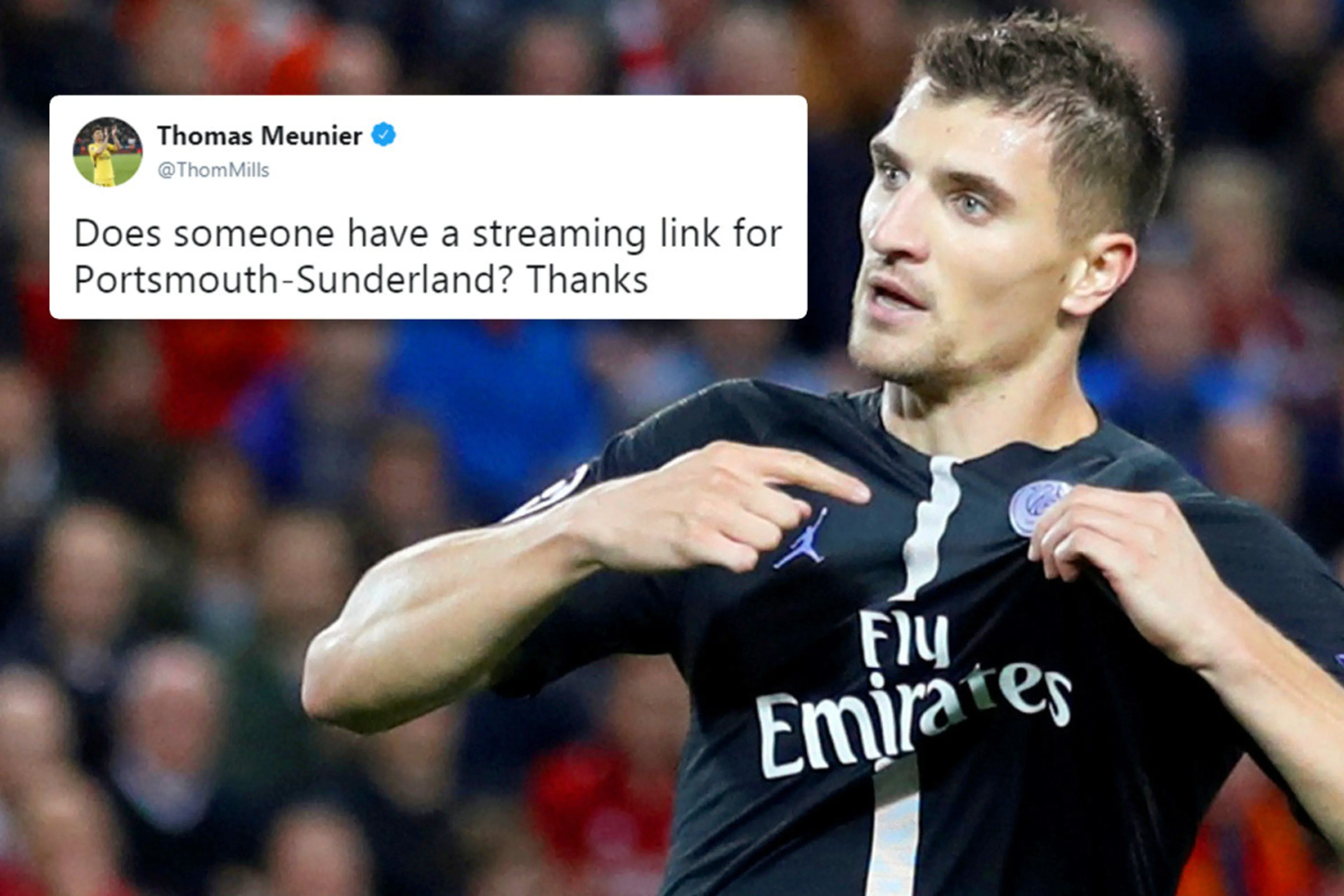 Copertina di Meunier ai fan su Twitter: “Qualcuno ha un link per lo streaming della partita?”