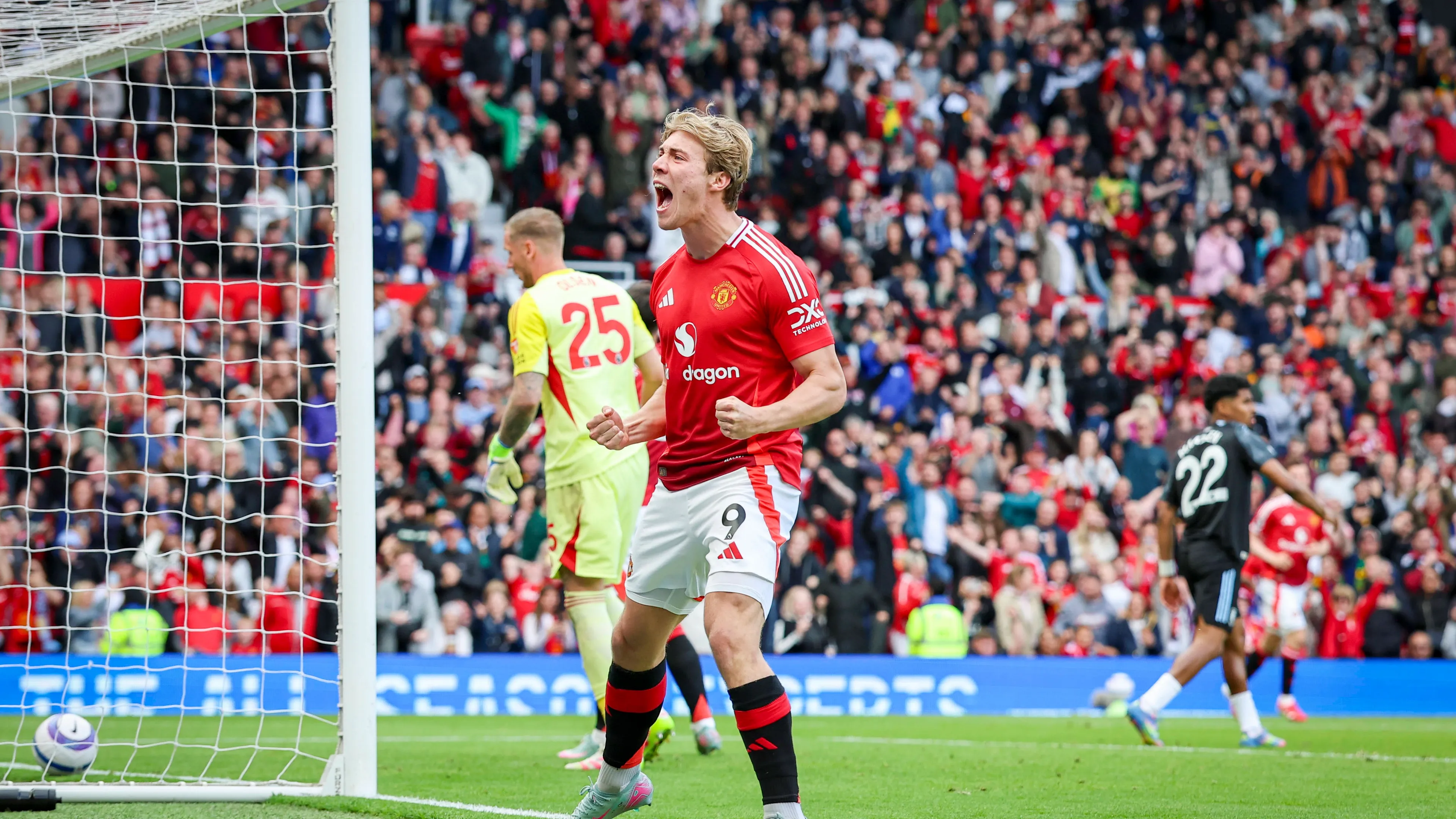 Copertina di Manchester United ManU FC v Aston Villa FC Manchester United forward Rasmus Hojlund 9 celebrates goal but is disallowed during the Manchester United FC v Aston Villa FC English Premier League match at Old Trafford Manchester England United Kingdom on 25 May 2025 Credit Phil Duncan Every Second Media Editorial use only All images are copyright Every Second Media Limited No images may be reproduced without prior permission All rights reserved Premier League and Football League images are subject to licensing agreements with Football DataCo Limited see https www football dataco com Copyright xIMAGO EveryxSecondxMediax ESM 1495 0170 PhilxDuncanx xEveryxSecondxMediax