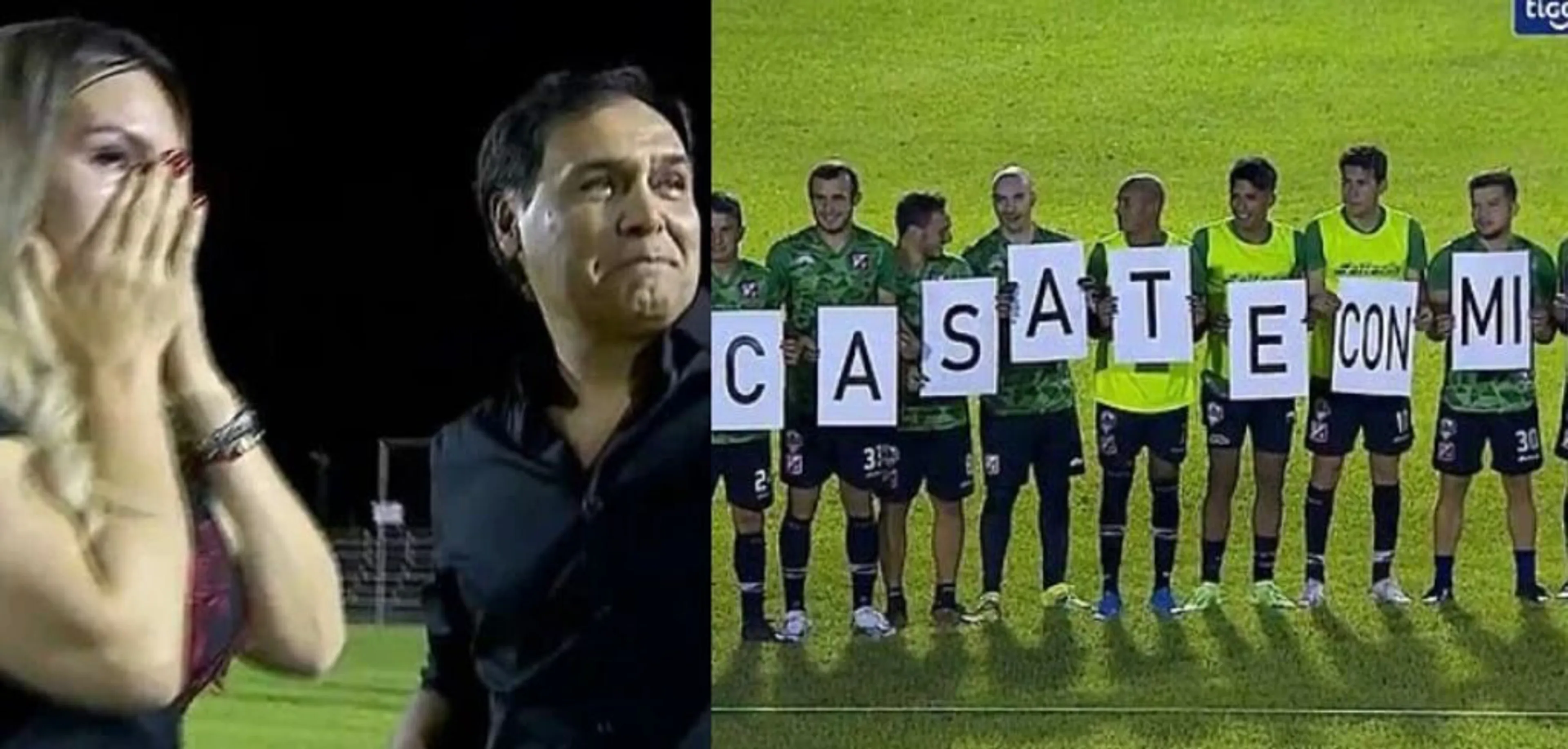 Copertina di Paraguay, la proposta di matrimonio dell’allenatore con l’aiuto dei suoi giocatori. Poi però la partita… (VIDEO)