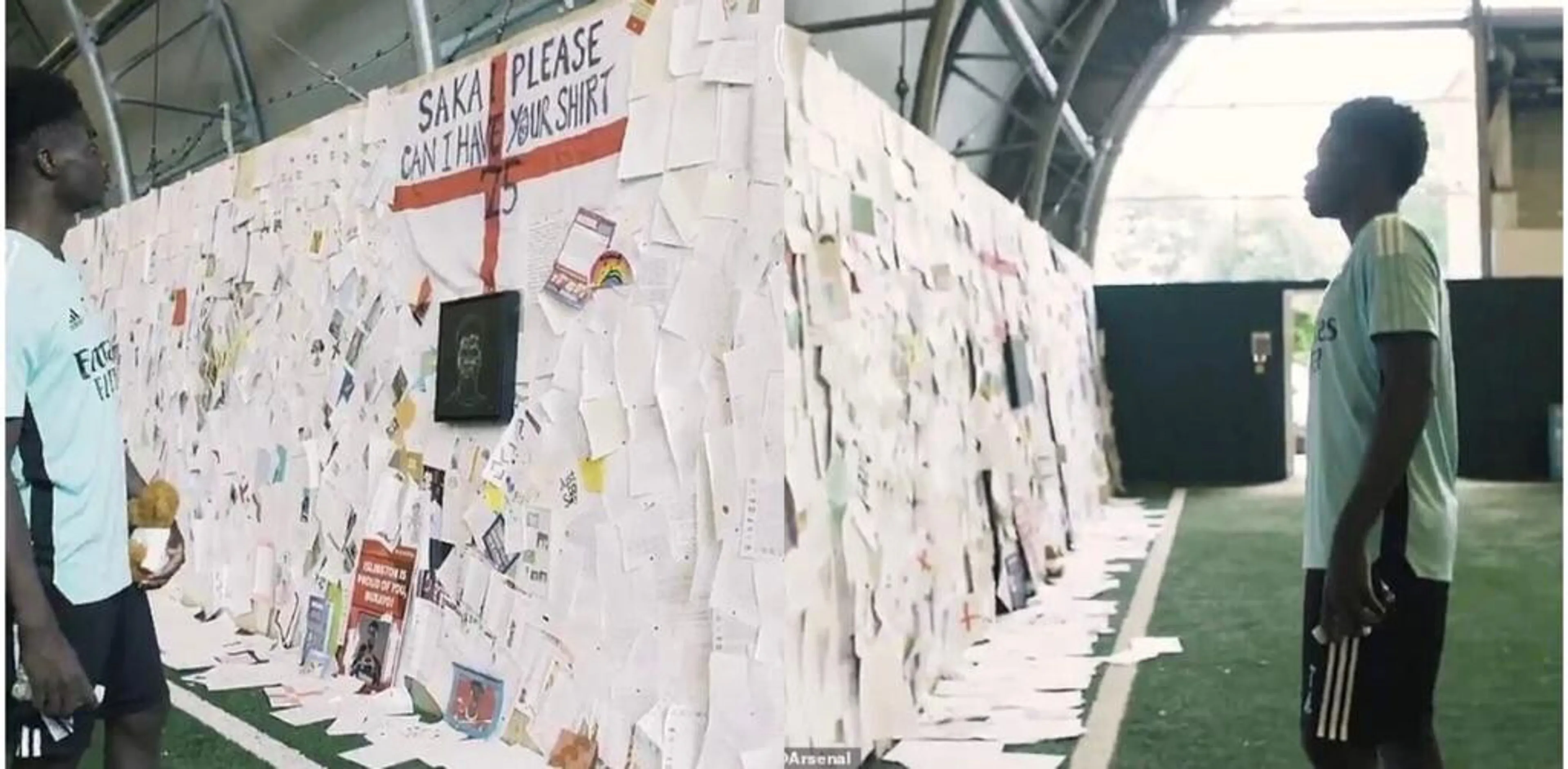 Copertina di Un muro di messaggi per Saka. L’attaccante commosso: “Come posso mai ringraziarvi?”