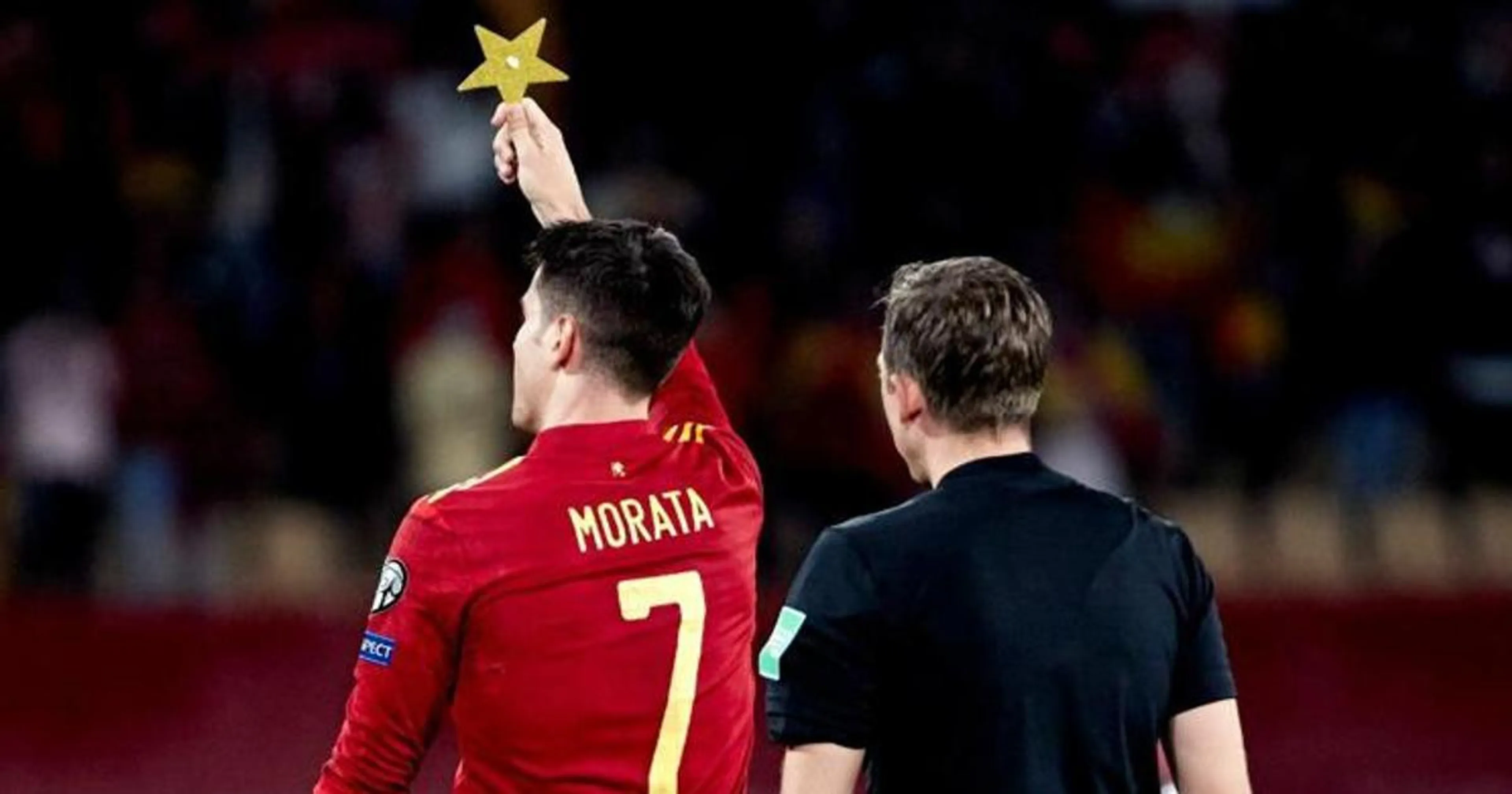 Copertina di Morata porta la Spagna in Qatar e festeggia con una stella: il significato della sua esultanza