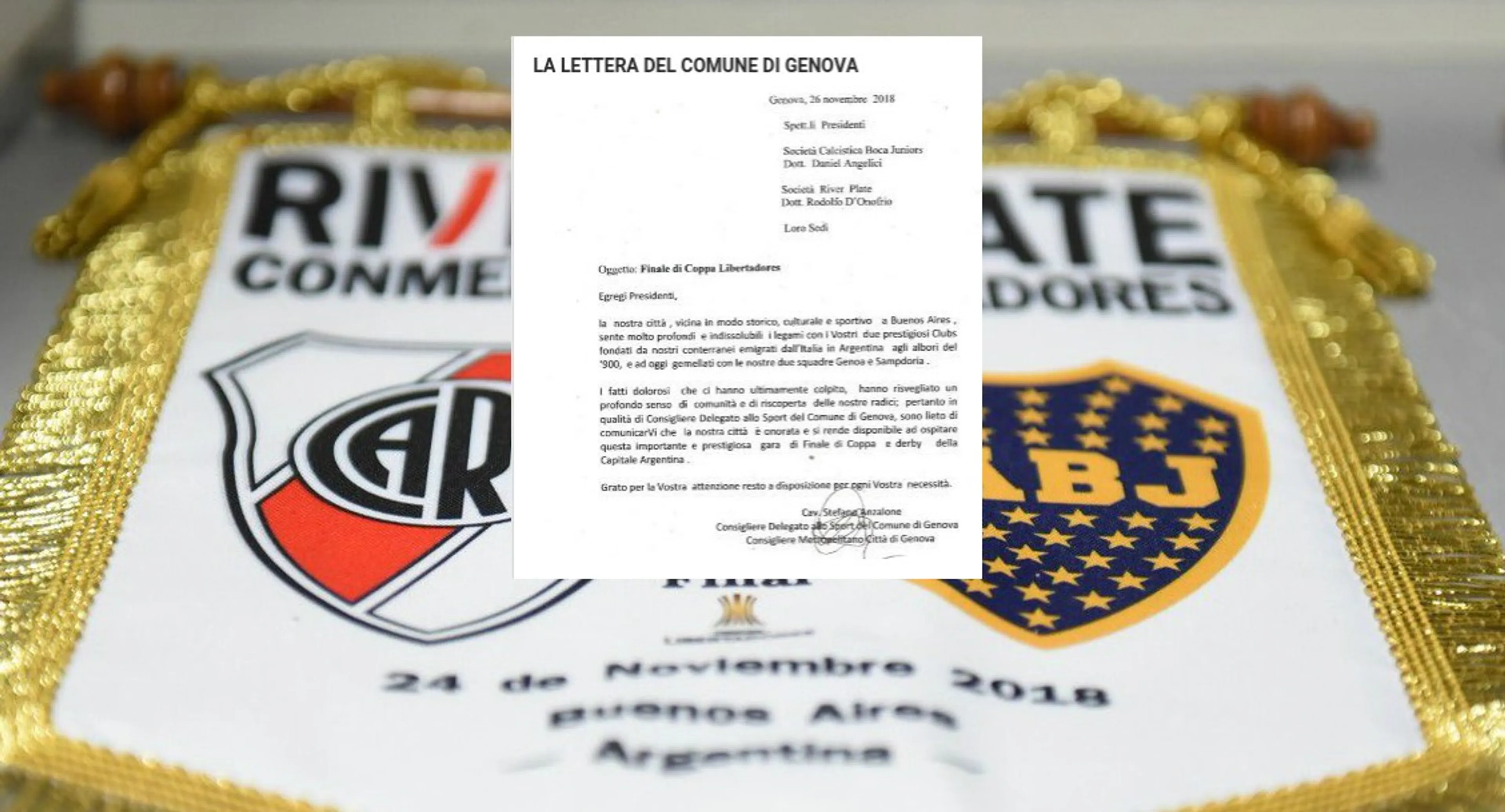 Copertina di La lettera del Comune di Genova a Boca e River