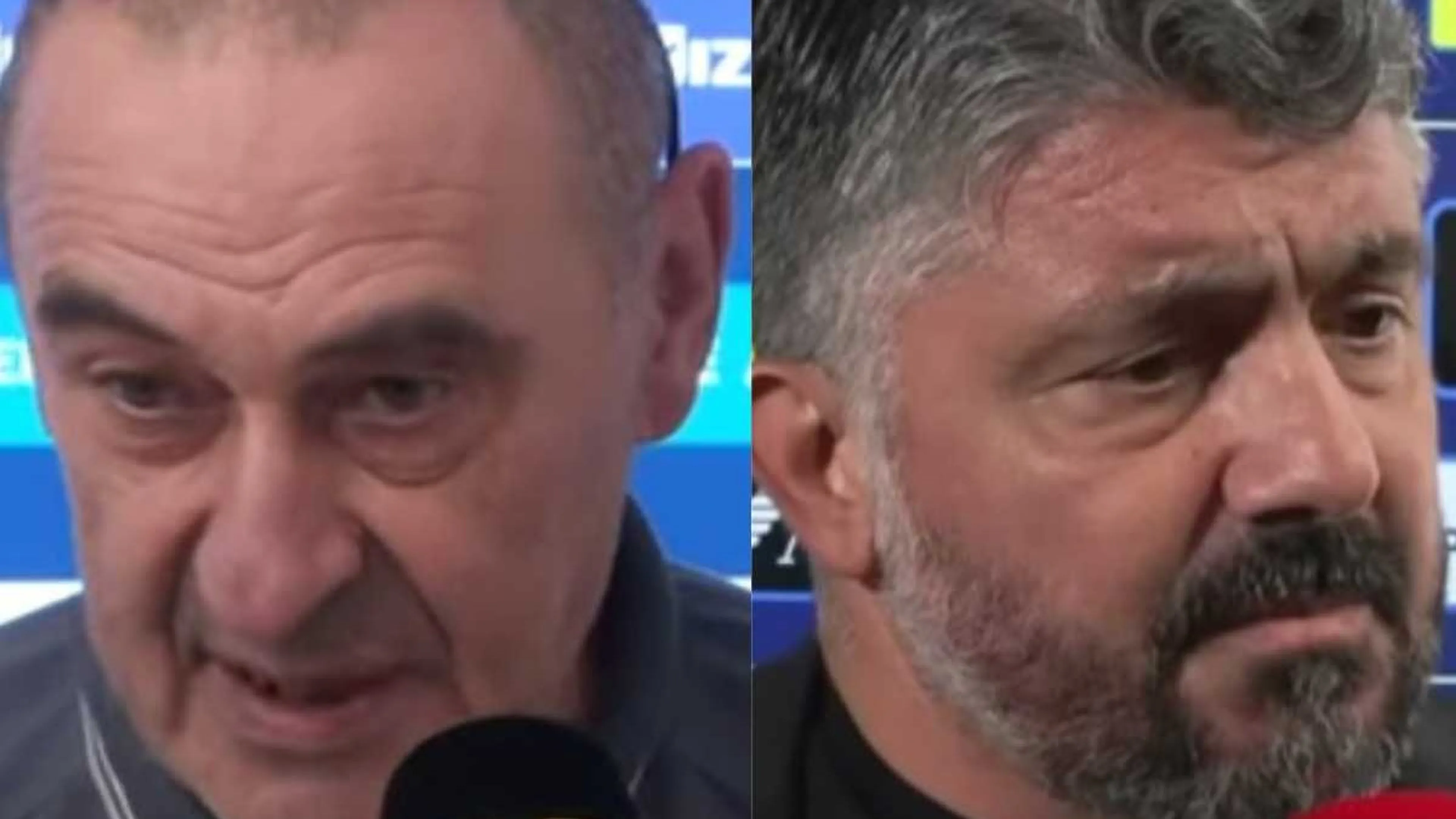 Maurizio Sarri e Rino Gattuso in primo piano