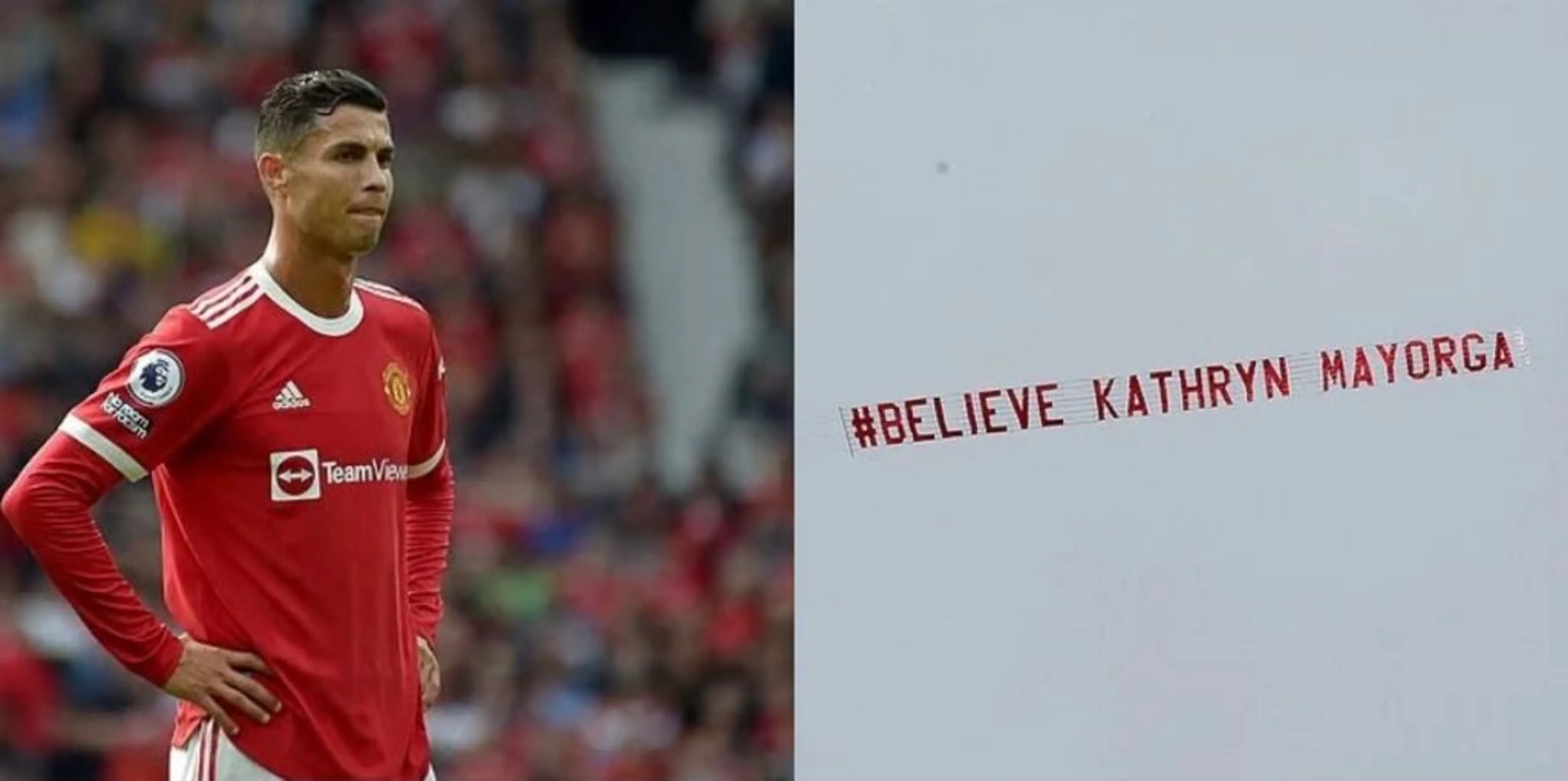 Copertina di Ritorno da sogno a Old Trafford, ma non tutto fila liscio: aereo con striscione contro CR7